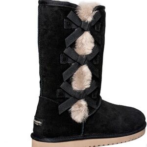 UGG Black Ankle Boots with Fur Detail